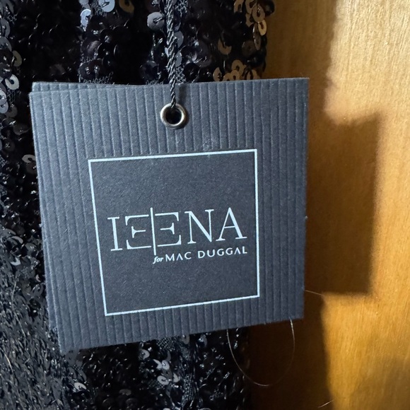 Black Sequined One Shoulder Bishop Sleeve Trumpet Gown - Picture 9 of 9